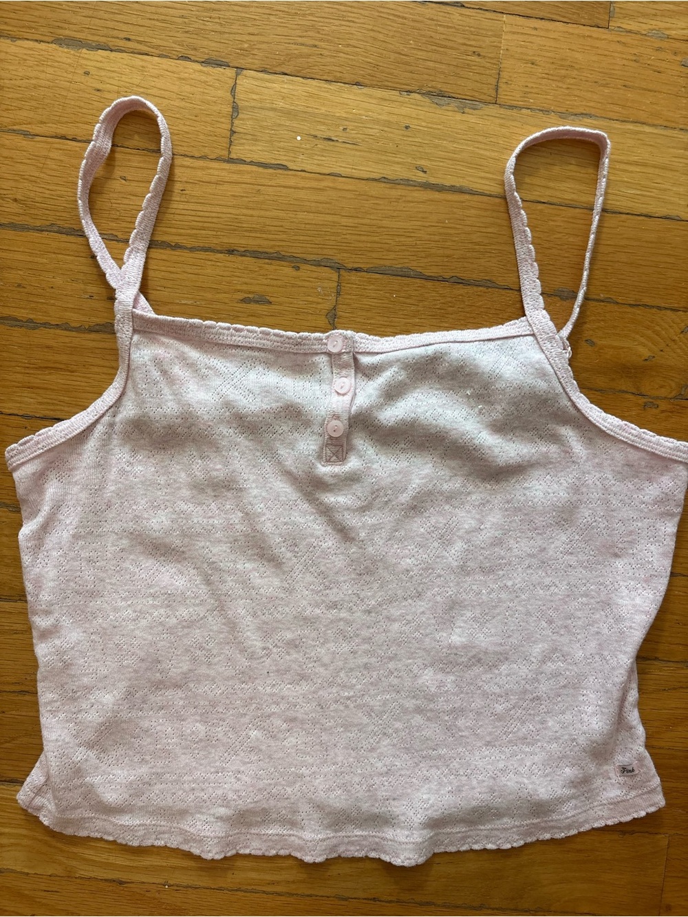 PINK Victoria's Secret Pale Pink Ribbed Lace-Trim Cami Tank